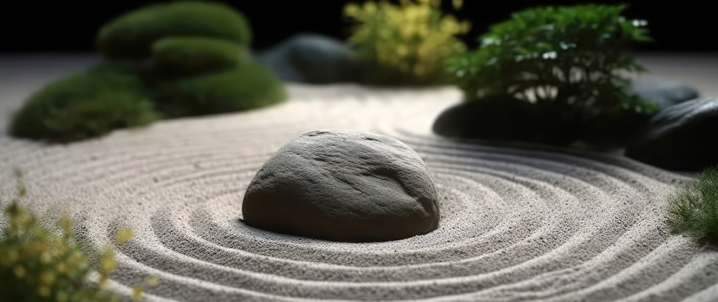 Japaniscvher Zen Garten - Sinnbild für betarchtende Haltung und Eigenverantwortung - einer der wichtigsten Bau steine des New Work und des Loop Approach